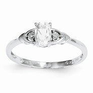 14k White Gold Genuine White Topaz Diamond Ring