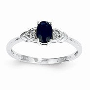 14k White Gold Genuine Sapphire Diamond Ring