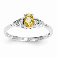 14k White Gold Genuine Citrine Diamond Ring