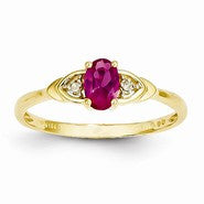 14k Yellow Gold Diamond & Genuine Ruby Ring