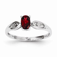 14k White Gold Genuine Garnet Diamond Ring