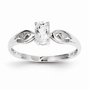 14k White Gold Genuine White Topaz Diamond Ring