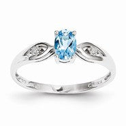 14k White Gold Genuine Blue Topaz Diamond Ring