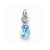 14k White Gold Genuine Blue Topaz Diamond pendant, Pretty Pendants for Necklace