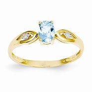 14k Yellow Gold Diamond & Blue Topaz Ring