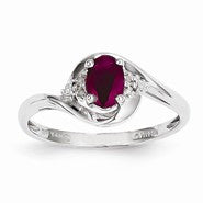 14k White Gold Genuine Ruby Diamond Ring