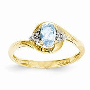 14k Yellow Gold Diamond & Blue Topaz Ring