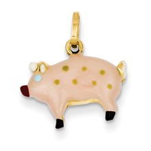 14k Gold 3-D Enameled Pig Charm hide-image