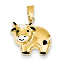 14k Gold Enameled Cow Charm hide-image