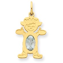 14k Gold Girl 6x4 Oval Genuine Aquamarine-March Charm hide-image