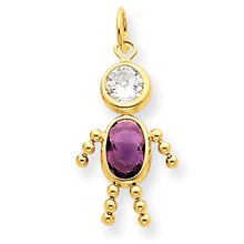 14k Gold February Boy Birthstone Charm hide-image