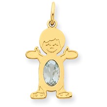 14k Gold Boy 6x4 Oval Genuine Aquamarine-March Charm hide-image