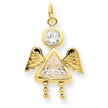 14k Gold April Girl Angel Birthstone Charm hide-image