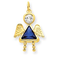 14k Gold September Girl Angel Birthstone Charm hide-image