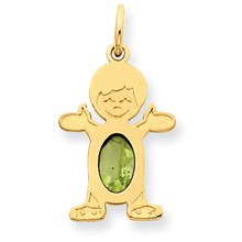 14k Gold Boy 6x4 Oval Genuine Peridot-August Charm hide-image