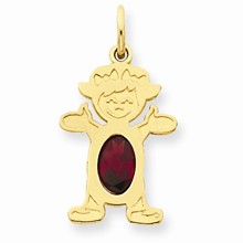 14k Gold Girl 7x5 Oval Genuine Garnet-January Charm hide-image