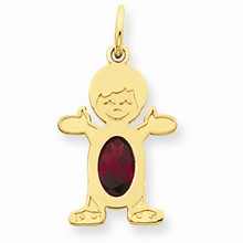 14k Gold Boy 7x5 Oval Genuine Garnet-January Charm hide-image