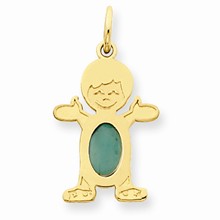 14k Gold Boy 7x5 Oval Genuine Emerald-May Charm hide-image