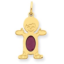 14k Gold Boy 7x5 Oval Genuine Ruby-July Charm hide-image