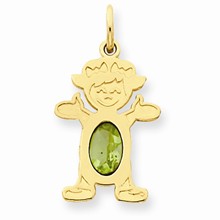 14k Gold Girl 7x5 Oval Genuine Peridot-August Charm hide-image