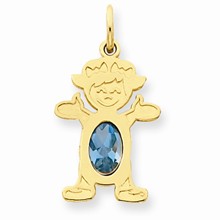 14k Gold Girl 7x5 Oval Genuine Blue Topaz December Charm hide-image