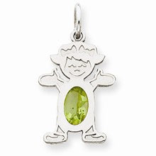 14k White Gold Girl 7x5 Oval Genuine Peridot-August Charm hide-image