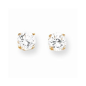 14k Yellow Gold 5.75mm CZ stud Earrings