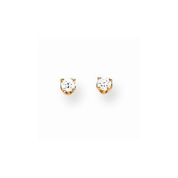 14k Yellow Gold 2.25mm CZ stud Earrings