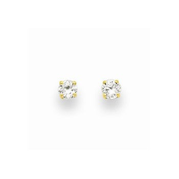 14k Yellow Gold 3mm Round CZ Post Earrings