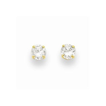 14k Yellow Gold 4mm Round CZ Post Earrings