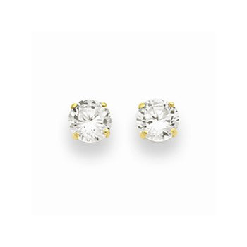 14k Yellow Gold 5mm Round CZ Post Earrings