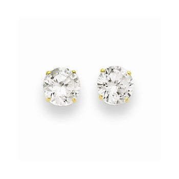 14k Yellow Gold 6mm Round CZ Post Earrings