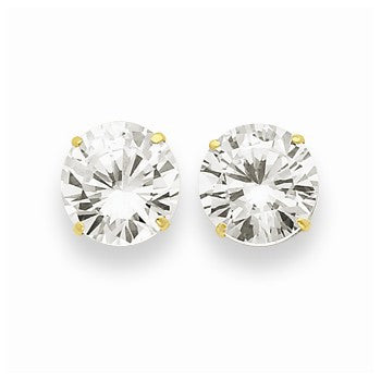 14k Yellow Gold 9mm Round CZ Post Earrings