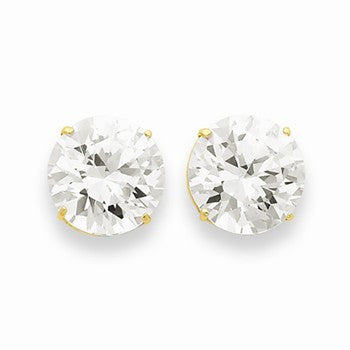 14k Yellow Gold 12mm Round CZ Post Earrings