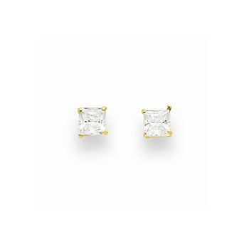 14k Yellow Gold 3mm Square CZ Post Earrings