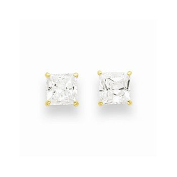 14k Yellow Gold 5mm Square CZ Post Earrings