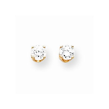 14k Yellow Gold 4mm CZ stud Earrings