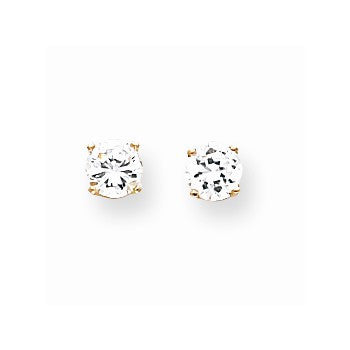 14k Yellow Gold 4.5mm CZ stud Earrings