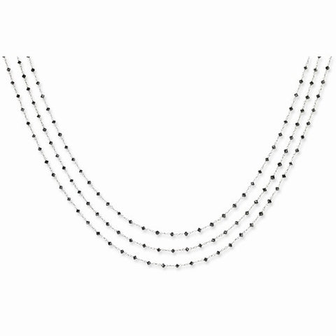 14K White Gold Black Diamond Briolette Necklace