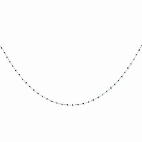 14K White Gold Blue Diamond Briolette Necklace