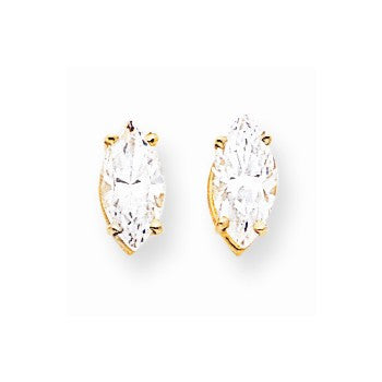 14k Yellow Gold 10x5mm Marquise Cubic Zirconia Earring, Jewelry Earrings