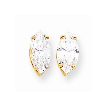 14k Yellow Gold 12x6mm Marquise Cubic Zirconia Earring, Jewelry Earrings