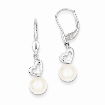 14k White Gold Cultured Pearl Drop Earrings