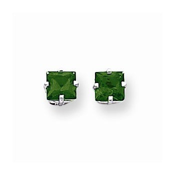 14k White Gold 5mm Princess Cut Mount St. Helens Earring, Jewelry Earrings