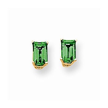 14k Yellow Gold 6x4mm Emerald Cut Mount St. Helens Earring, Jewelry Earrings