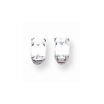 14k White Gold 6x4mm Emerald Cut Cubic Zirconia Earrings