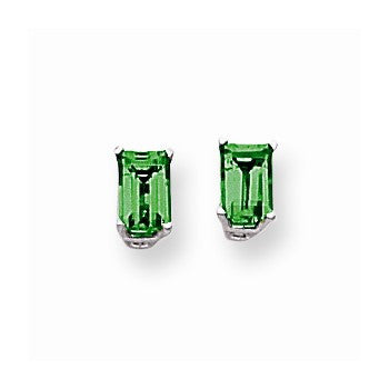 14k White Gold 6x4mm Emerald Cut Mount St. Helens Earring, Jewelry Earrings