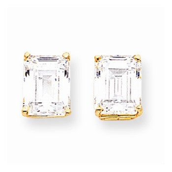 14k Yellow Gold 10x8mm Emerald Cut Cubic Zirconia Earrings