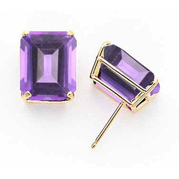 14k Yellow Gold 12x10mm Emerald Cut Tanvorite Earring, Jewelry Earrings