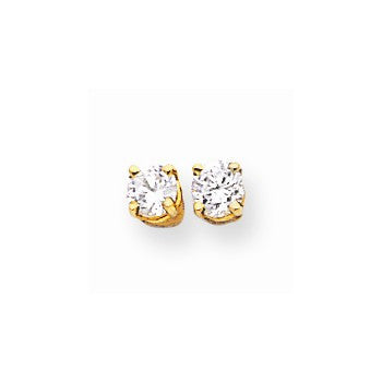 14k Yellow Gold 4mm Cubic Zirconia Earrings